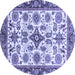 Round Abstract Blue Modern Rug, abs3352blu