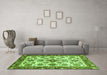 Machine Washable Abstract Green Modern Area Rugs in a Living Room,, wshabs3352grn