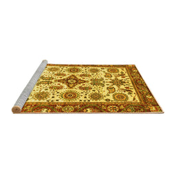 Sideview of Machine Washable Abstract Yellow Modern Rug, wshabs3352yw