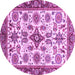 Round Machine Washable Abstract Purple Modern Area Rugs, wshabs3352pur