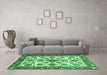 Machine Washable Abstract Emerald Green Modern Area Rugs in a Living Room,, wshabs3352emgrn