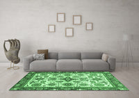 Machine Washable Abstract Emerald Green Modern Rug, wshabs3352emgrn