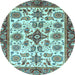 Round Abstract Light Blue Modern Rug, abs3352lblu