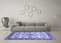 Machine Washable Abstract Blue Modern Rug, wshabs3352blu