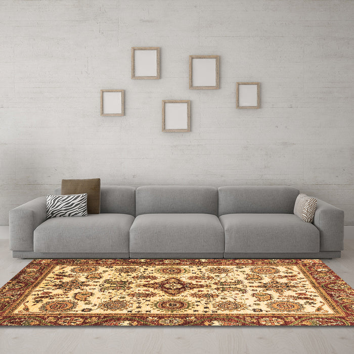 Machine Washable Abstract Brown Modern Rug in a Living Room,, wshabs3352brn