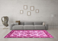 Machine Washable Abstract Pink Modern Rug, wshabs3352pnk