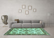 Machine Washable Abstract Turquoise Modern Area Rugs in a Living Room,, wshabs3352turq