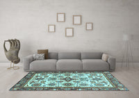 Machine Washable Abstract Light Blue Modern Rug, wshabs3352lblu