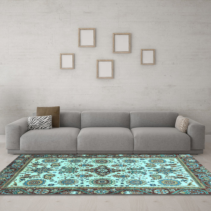 Machine Washable Abstract Light Blue Modern Rug in a Living Room, wshabs3352lblu