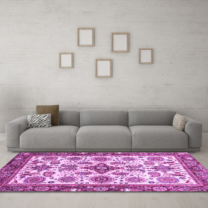 Machine Washable Abstract Purple Modern Area Rugs in a Living Room, wshabs3352pur