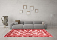 Machine Washable Abstract Red Modern Rug, wshabs3352red