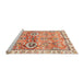 Sideview of Machine Washable Abstract Red Rug, wshabs3353