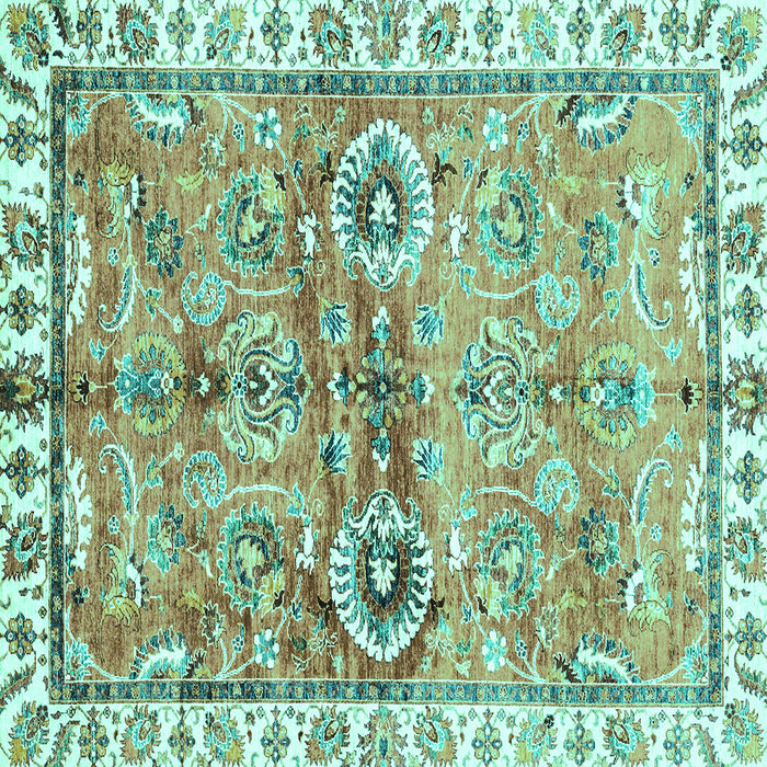 Square Oriental Turquoise Traditional Rug, abs3353turq