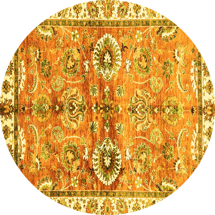 Round Oriental Yellow Traditional Rug, abs3353yw