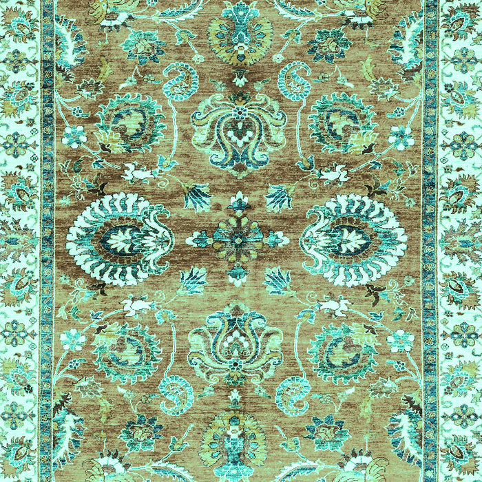 Machine Washable Oriental Turquoise Traditional Area Rugs, wshabs3353turq