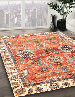 Abstract Red Oriental Rug in Family Room, abs3353