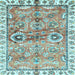 Square Machine Washable Oriental Light Blue Traditional Rug, wshabs3353lblu