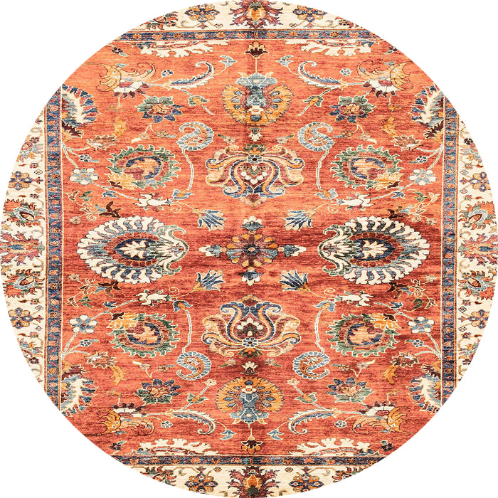 Round Abstract Red Oriental Rug, abs3353