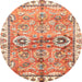 Round Abstract Red Oriental Rug, abs3353