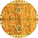 Round Machine Washable Oriental Yellow Traditional Rug, wshabs3353yw