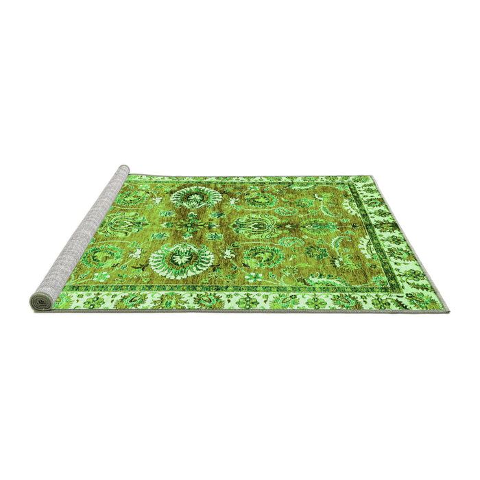 Sideview of Machine Washable Oriental Green Traditional Area Rugs, wshabs3353grn