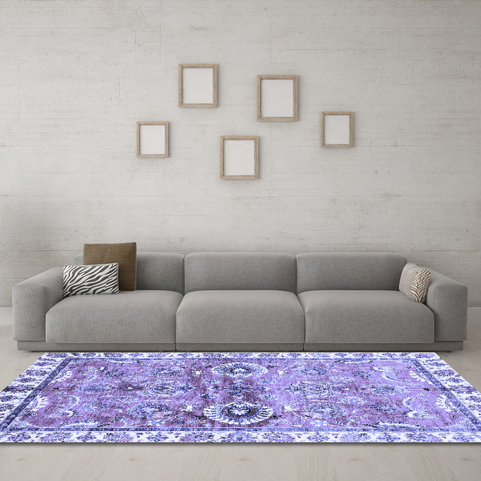 Machine Washable Oriental Blue Traditional Rug in a Living Room, wshabs3353blu