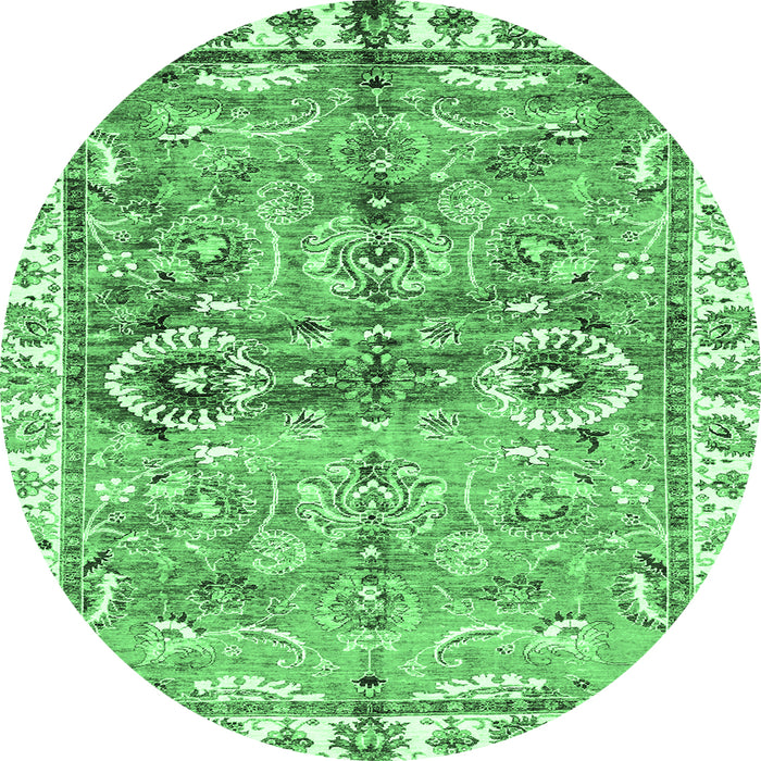 Round Oriental Emerald Green Traditional Rug, abs3353emgrn