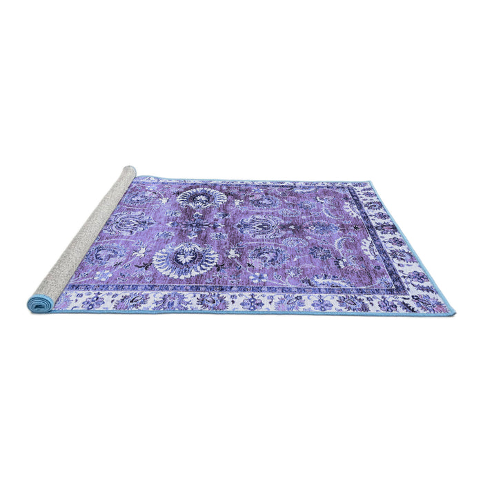 Sideview of Machine Washable Oriental Blue Traditional Rug, wshabs3353blu