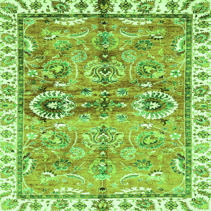 Square Machine Washable Oriental Green Traditional Area Rugs, wshabs3353grn