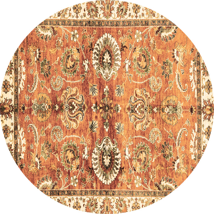 Round Machine Washable Oriental Brown Traditional Rug, wshabs3353brn