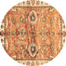 Round Machine Washable Oriental Brown Traditional Rug, wshabs3353brn