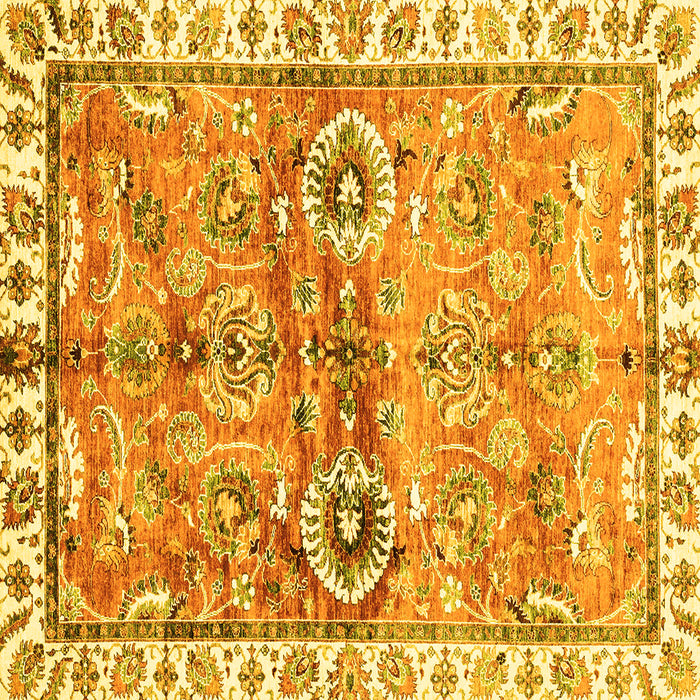 Square Machine Washable Oriental Yellow Traditional Rug, wshabs3353yw