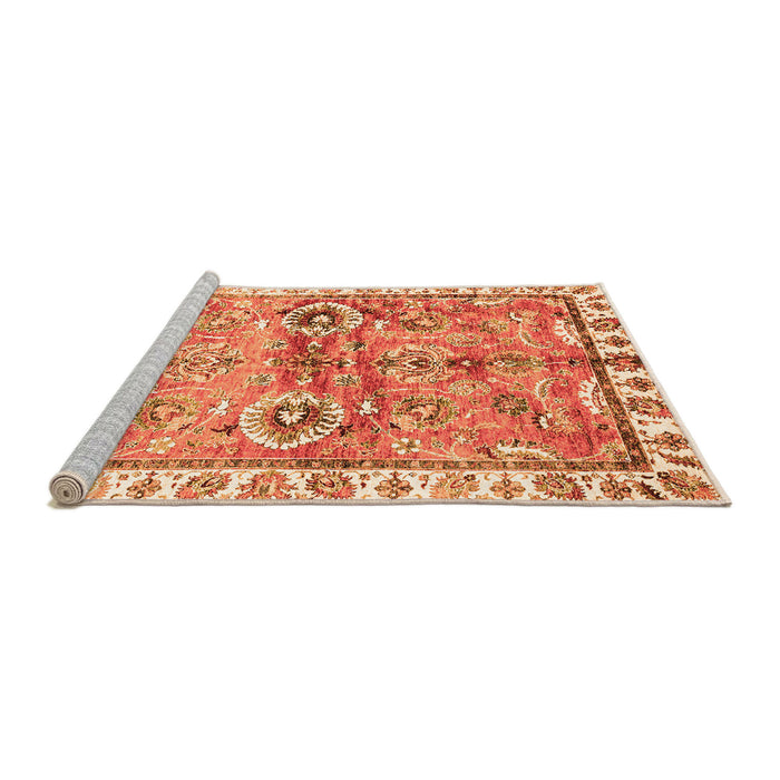 Sideview of Machine Washable Oriental Orange Traditional Area Rugs, wshabs3353org