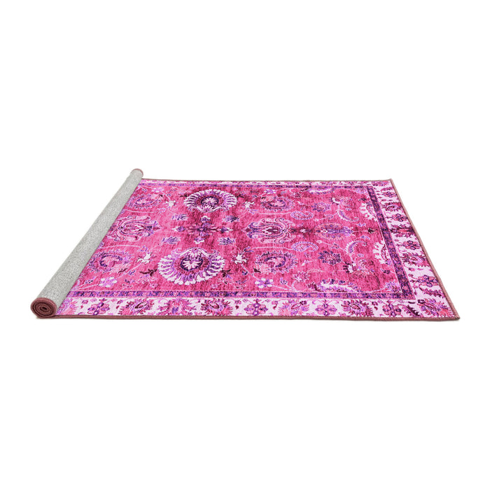 Sideview of Machine Washable Oriental Pink Traditional Rug, wshabs3353pnk