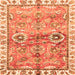 Square Machine Washable Oriental Orange Traditional Area Rugs, wshabs3353org