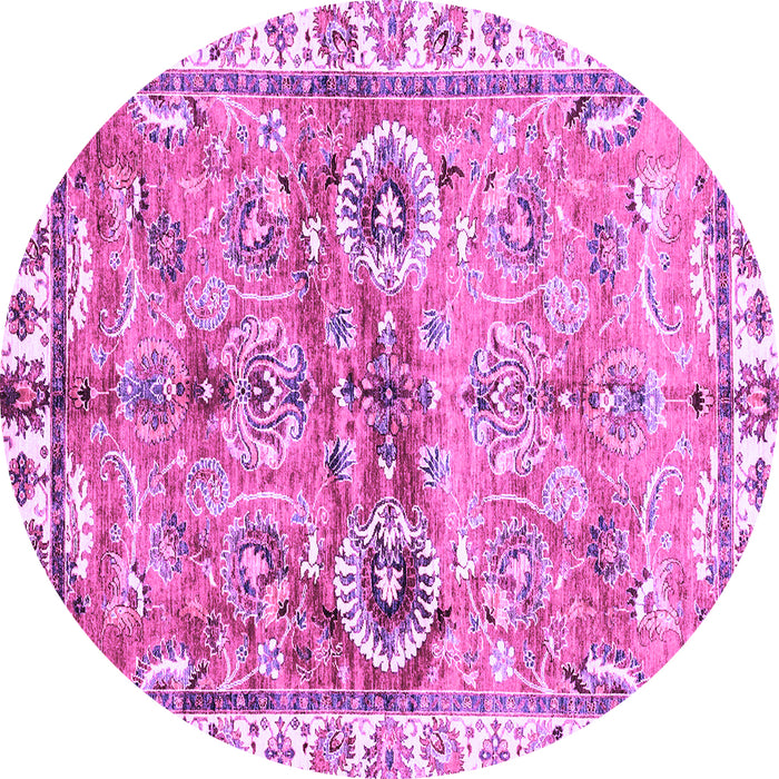 Round Machine Washable Oriental Purple Traditional Area Rugs, wshabs3353pur