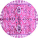 Round Machine Washable Oriental Purple Traditional Area Rugs, wshabs3353pur