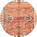 Round Machine Washable Abstract Red Rug, wshabs3353