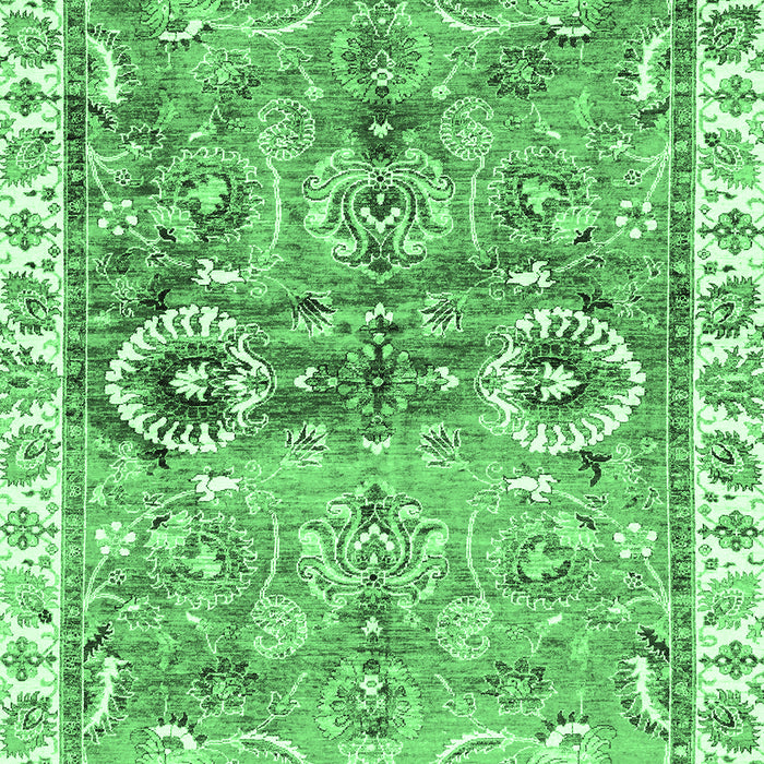 Machine Washable Oriental Emerald Green Traditional Area Rugs, wshabs3353emgrn