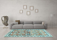 Machine Washable Oriental Light Blue Traditional Rug, wshabs3353lblu