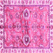 Square Machine Washable Oriental Pink Traditional Rug, wshabs3353pnk