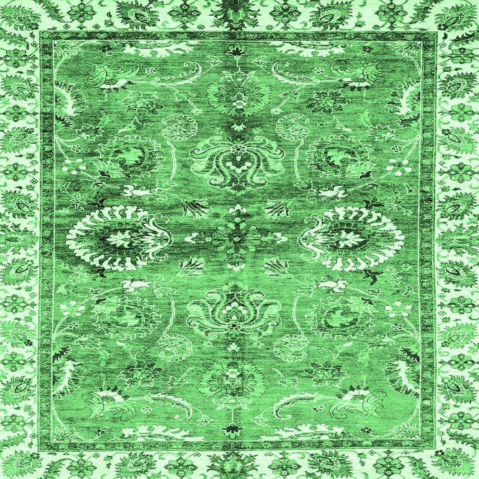 Square Oriental Emerald Green Traditional Rug, abs3353emgrn