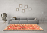 Machine Washable Oriental Orange Traditional Rug, wshabs3353org