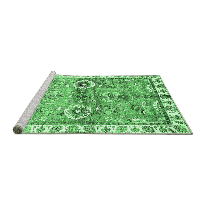 Sideview of Machine Washable Oriental Emerald Green Traditional Area Rugs, wshabs3353emgrn