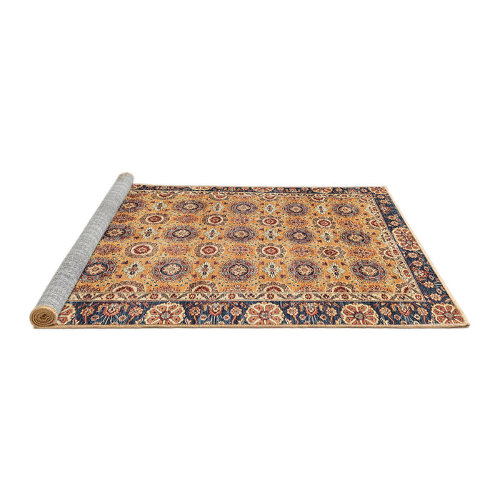 Sideview of Machine Washable Abstract Chestnut Brown Rug, wshabs3354