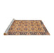 Sideview of Machine Washable Abstract Chestnut Brown Rug, wshabs3354