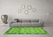 Machine Washable Abstract Green Modern Area Rugs in a Living Room,, wshabs3354grn