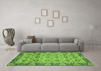 Machine Washable Abstract Green Modern Rug, wshabs3354grn