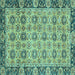 Square Machine Washable Abstract Turquoise Modern Area Rugs, wshabs3354turq