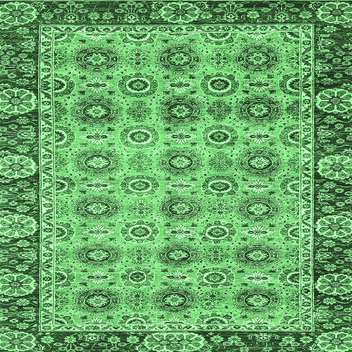 Square Abstract Emerald Green Modern Rug, abs3354emgrn